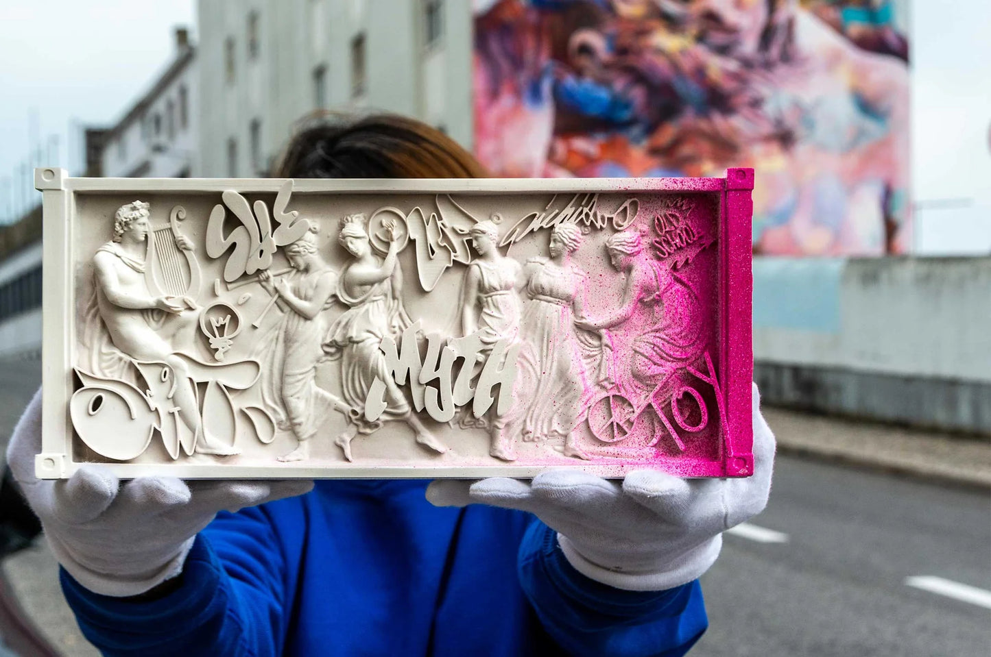 Mythological shipping container relief