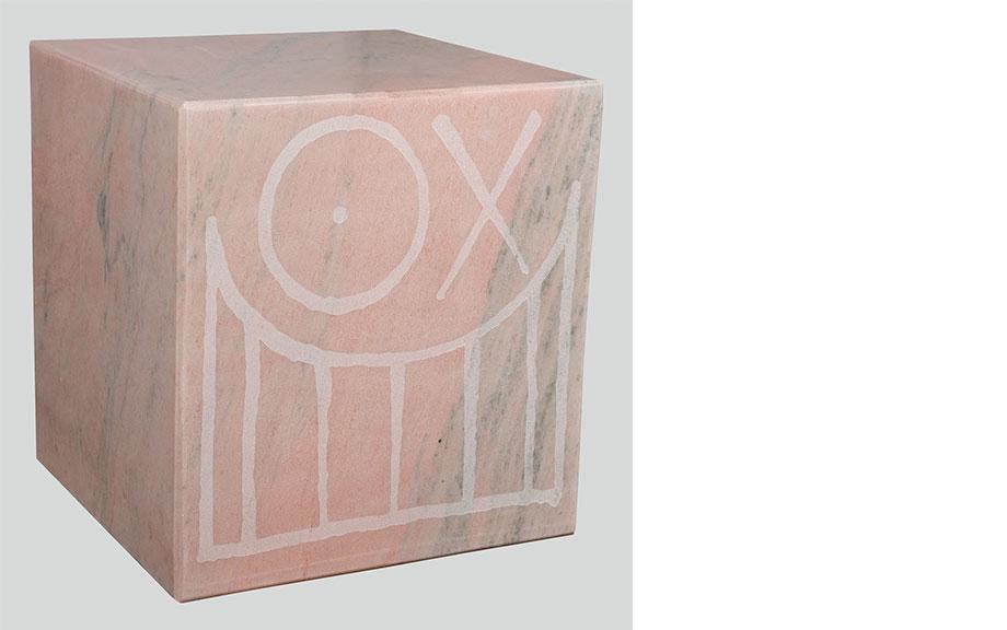 Mr. A Pink Marble Cube 45 cm 1